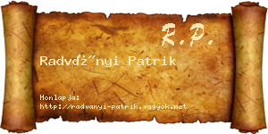 Radványi Patrik névjegykártya